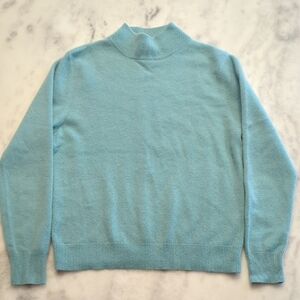 Sea Blue VTG Cashmere Mock Neck Sweater Size Small